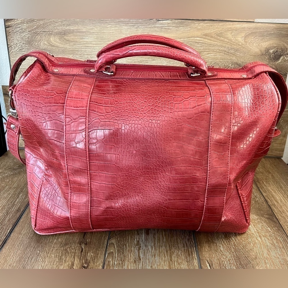 Vintage Bath and Body Works Bag red faux leather weekender